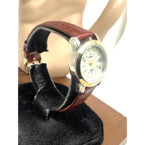 Timex Women's Watch T2N436 Indiglo Quartz Beige Dial Leather Strap 28mm - Picture 14 of 14